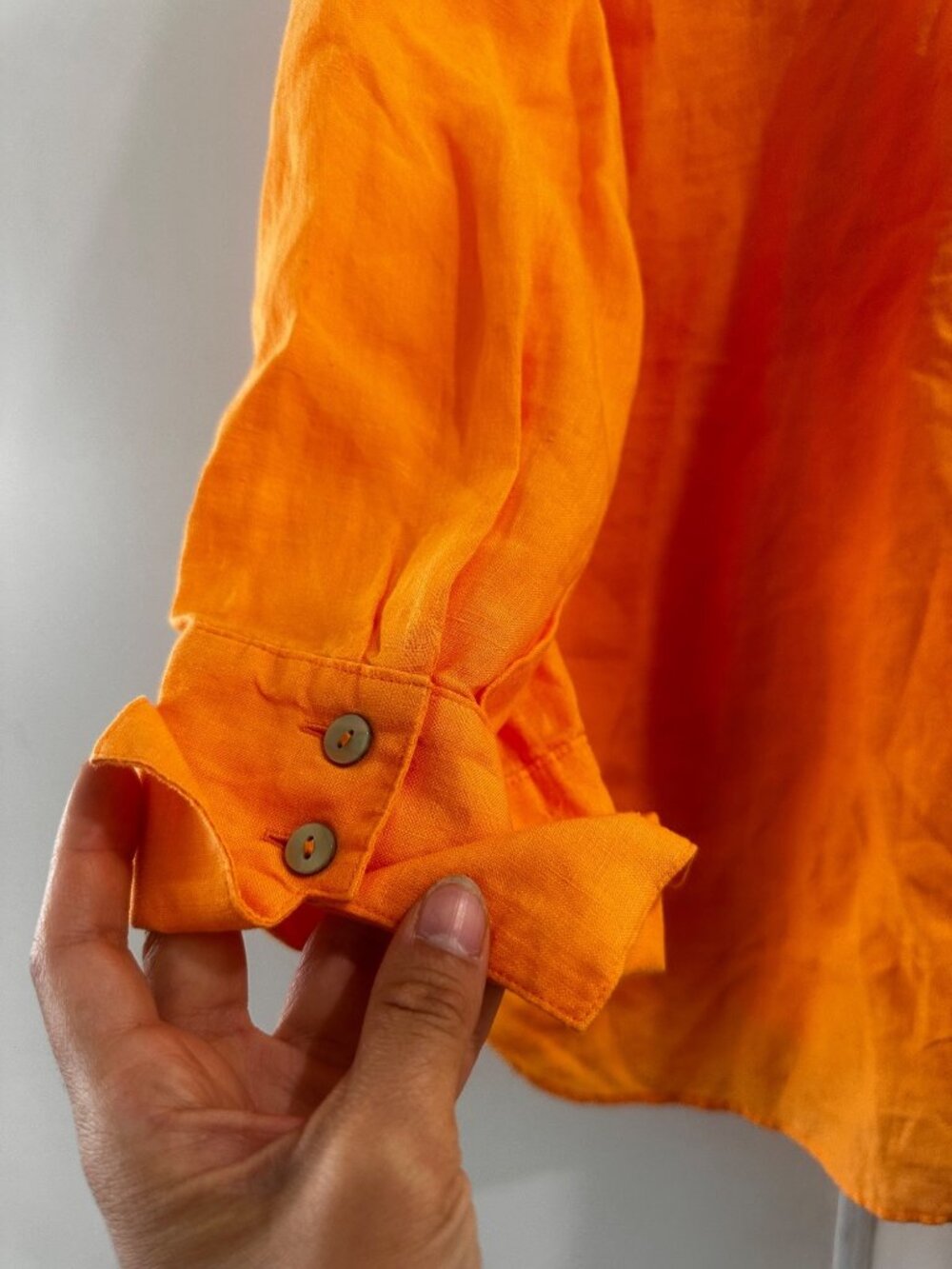 Chicos 100% Linen Button Down Shirt Tunic Womens 2XL 4 Orange Lagenlook Coastal - Picture 10 of 15